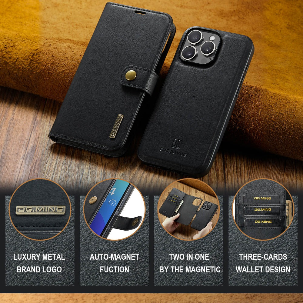 Premium Detachable Magnetic Leather Wallet iPhone Case – Card Holder, and Stylish Flip Cover for Secure and Convenient Use