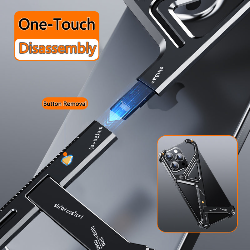 Luxury Geometric Metal iPhone Case – Aluminum Alloy Shockproof Cover with  Stand for iPhone Models Stylish and Durable Design