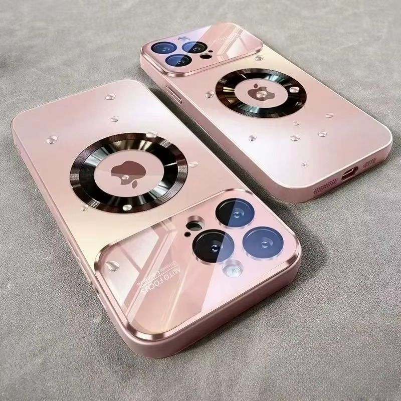 Luxury Glass MagSafe iPhone Case - Magnetic Wireless Charging, Camera Lens Protection, Shockproof Design | Case for iPhone