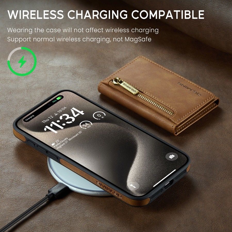 RFID Magnetic Detachable Leather Wallet iPhone Case – Stand Function, Secure Card Holder Premium Protection for iPhone Models