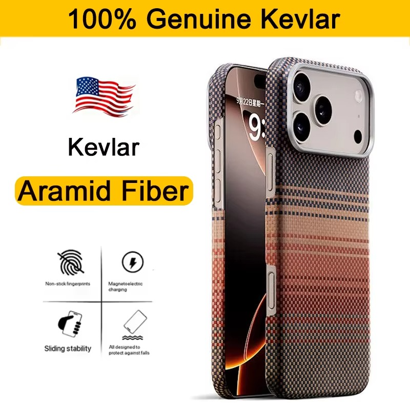 Premium Aramid Carbon Fiber iPhone Case – MagSafe Compatible Magnetic Cover with Ultra Thin Lightweight Design and Shockproof Protection