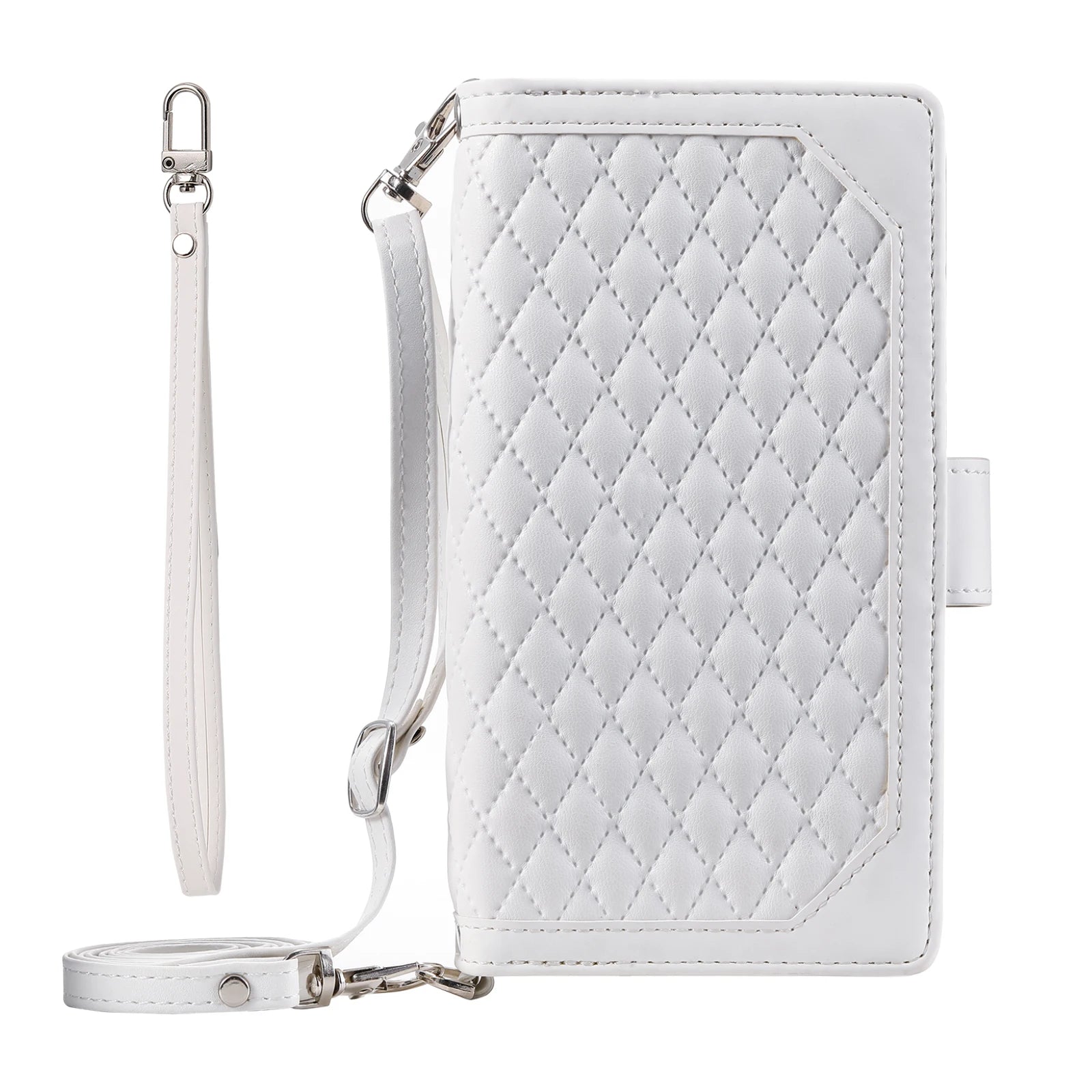 Luxury Flip Leather Wallet iPhone Case – Long Lanyard, Zipper Closure, Card Holder, and Premium Design for iPhone