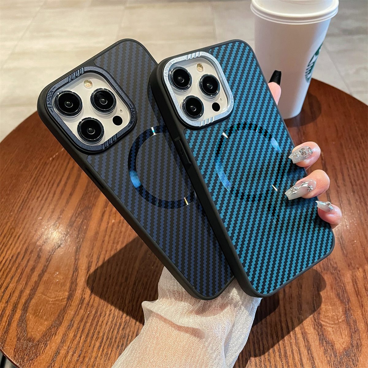 Luxury Magnetic Carbon Fiber iPhone Case – Shockproof MagSafe Wireless Charging Cover with Sleek Texture for iPhone Models
