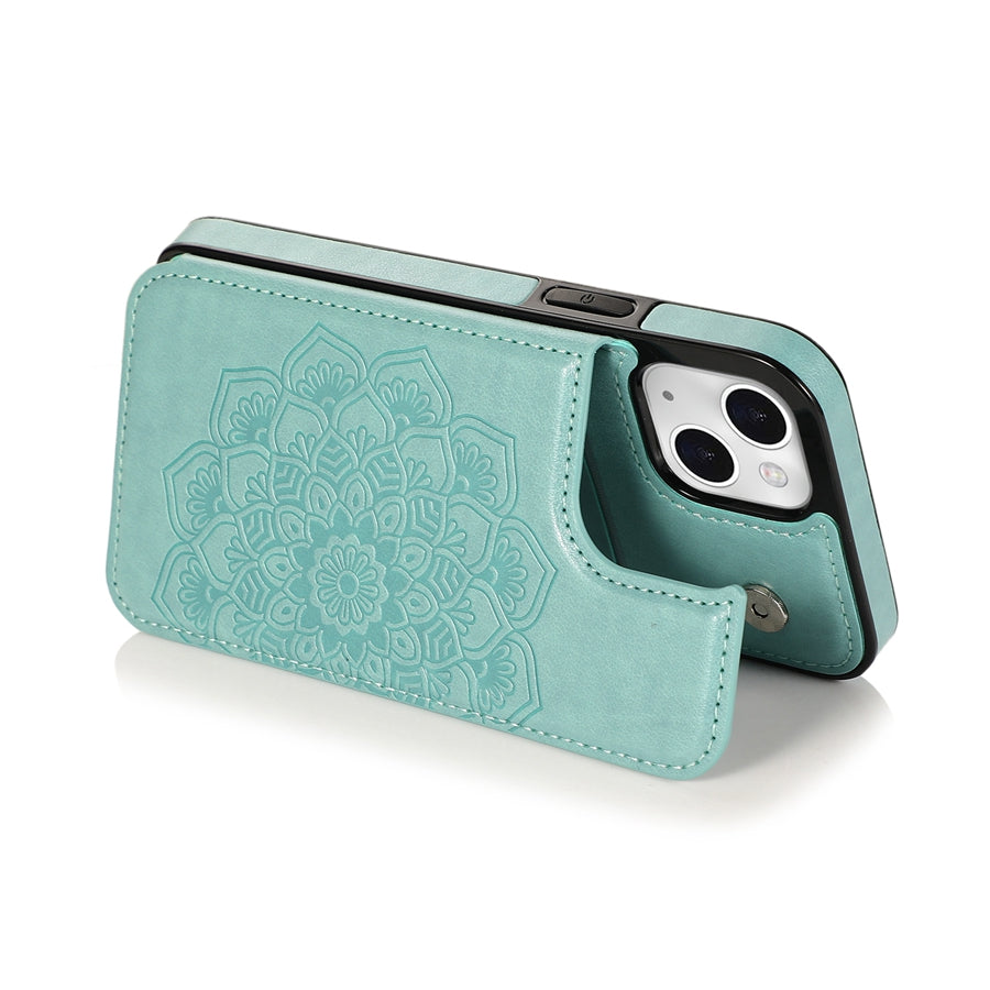 Luxury Wallet Datura Double Buckle iPhone Case – Magnetic Flip, Card Slot, Protective & Stylish Leather Cover Case for iPhone