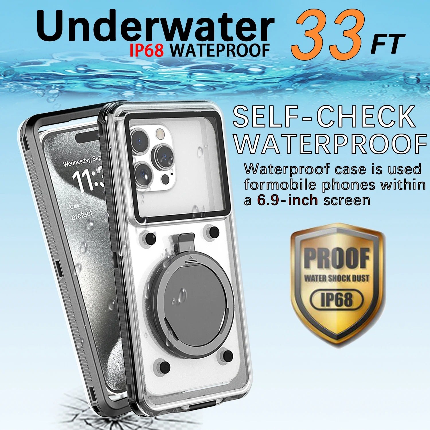 Premium IP68 Waterproof iPhone Case – Full Body Shockproof Protective Cover with Vacuum Seal System, Underwater Protection and Touchscreen Access