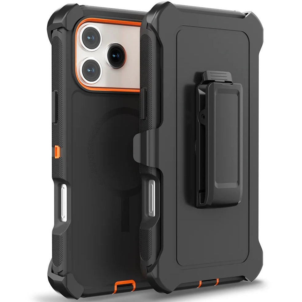 Premium Rugged Defender iPhone Case – Magnetic Shockproof Armor Cover with Belt Clip Holder, Full-Port Protection and Anti-Slip Grip