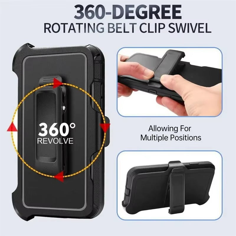 Premium Rugged Defender iPhone Case – Magnetic Shockproof Armor Cover with Belt Clip Holder, Full-Port Protection and Anti-Slip Grip
