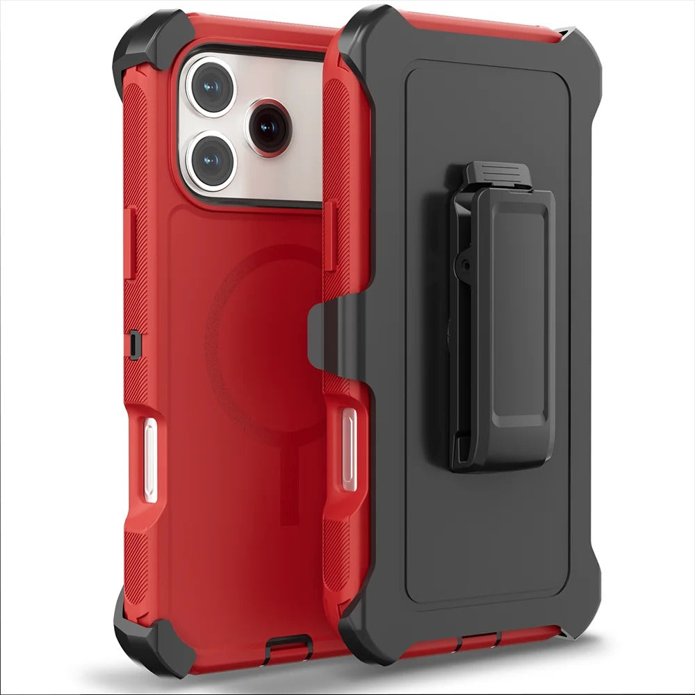 Premium Rugged Defender iPhone Case – Magnetic Shockproof Armor Cover with Belt Clip Holder, Full-Port Protection and Anti-Slip Grip