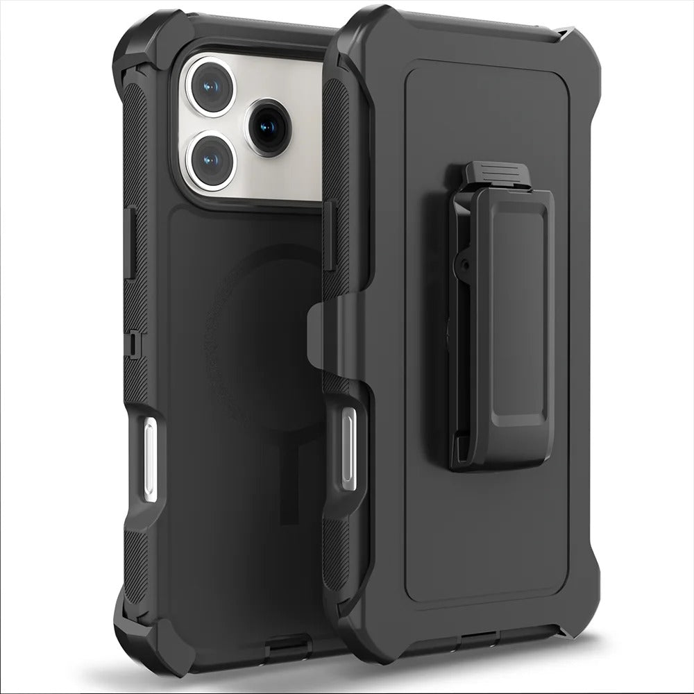 Premium Rugged Defender iPhone Case – Magnetic Shockproof Armor Cover with Belt Clip Holder, Full-Port Protection and Anti-Slip Grip