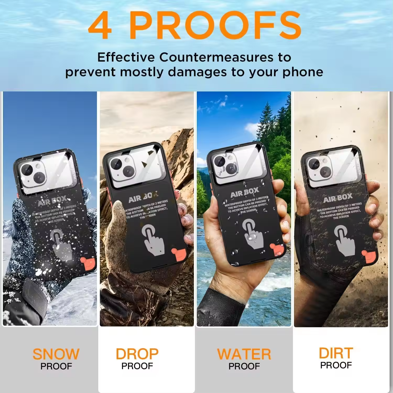Rugged Waterproof iPhone Case – IP68 Full Body Shockproof Cover with Dustproof Sealing and Underwater Protection for Outdoor Adventure
