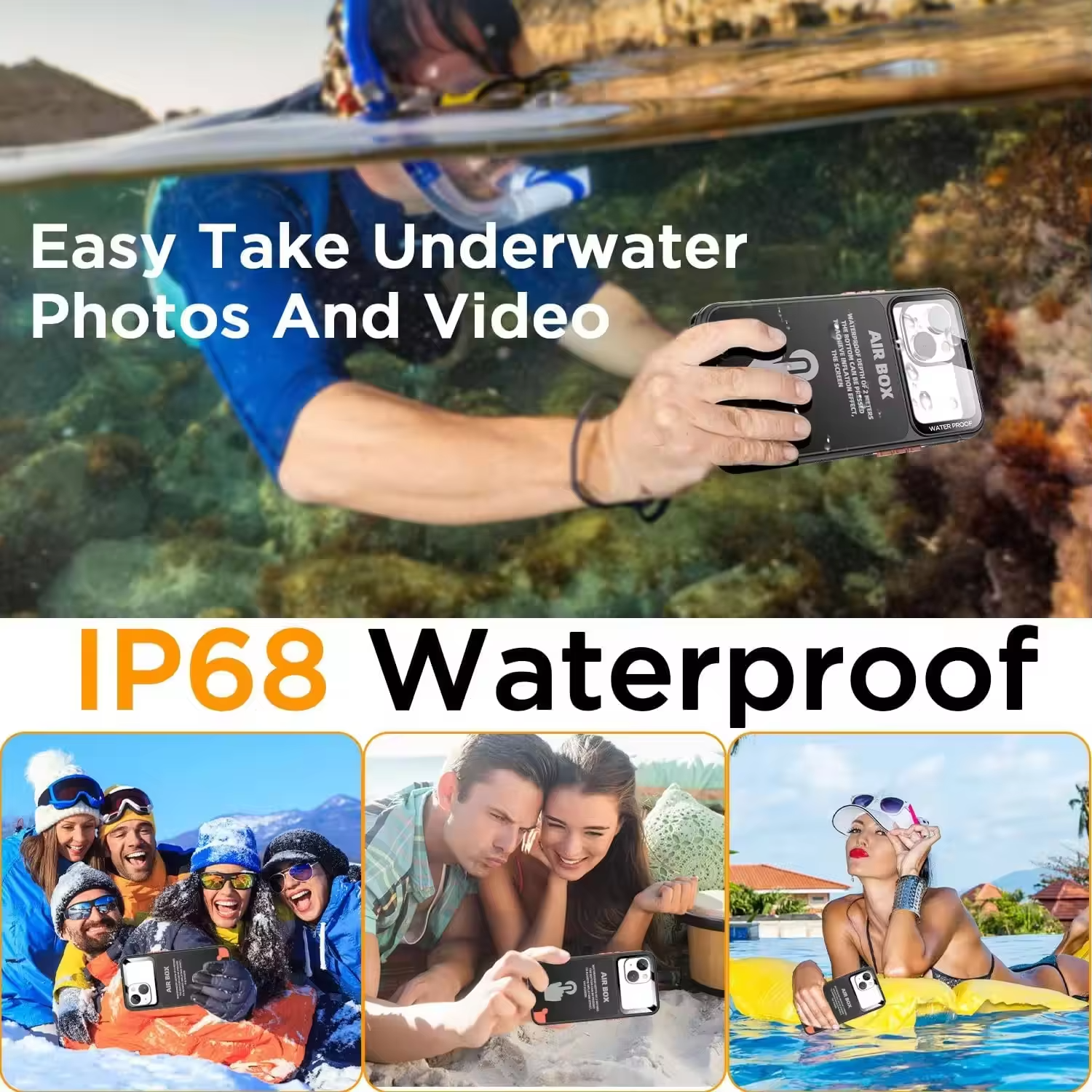 Rugged Waterproof iPhone Case – IP68 Full Body Shockproof Cover with Dustproof Sealing and Underwater Protection for Outdoor Adventure