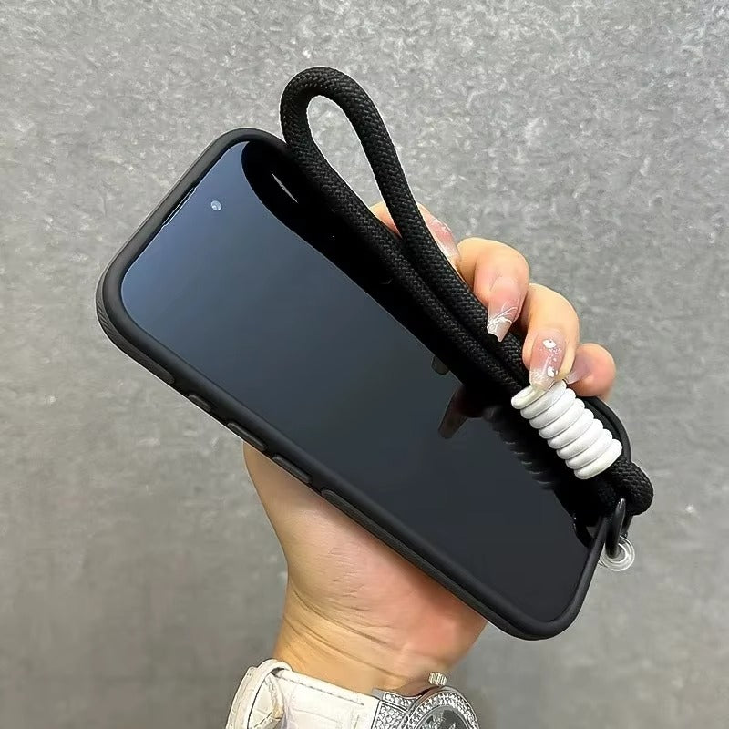 Luxury Apple iPhone Case  Ultra Thin Shockproof Magnetic Full All Around Protection Cover with Matte Stand & Wrist Strap