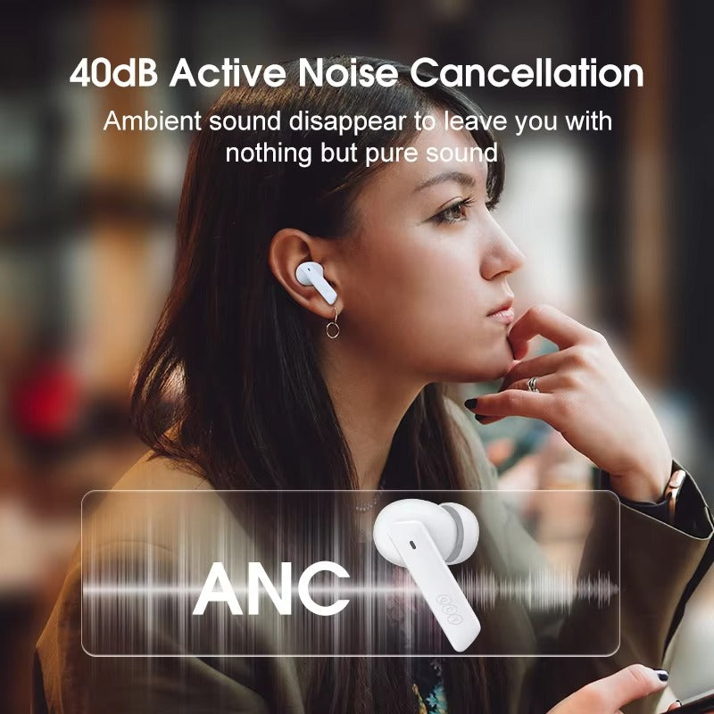 Premium, ANC Wireless Headphones –  Bluetooth 5.2 Earphones with 6-Mic ENC, HD Call, Transparency Mode for Apple iPhone