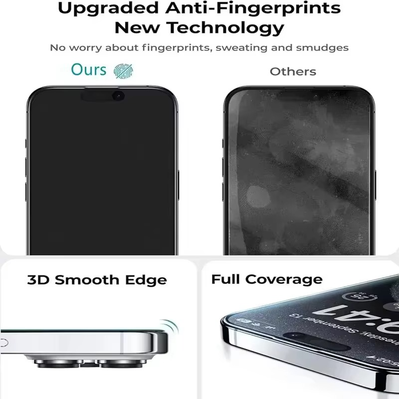 Premium Matte Privacy Screen Protector for iPhone – Anti-Spy Tempered Glass with Oleophobic Coating, Anti-Glare Protection and Easy Installation Frame