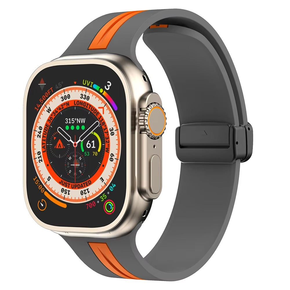 Magnetic Silicone Smartwatch Strap – Breathable Replacement Band with Snap Closure, Compatible with 38mm to 49mm Watches