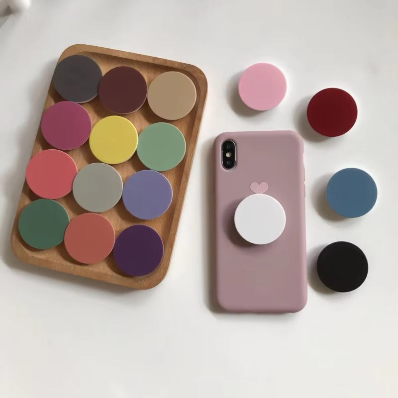 High Quality Foldable Finger Ring Phone Holder – 1/2/4Pcs Round Solid Color Grip Tok Stand, Anti-Slip Expandable Socket Mount for Smartphones & Tablets