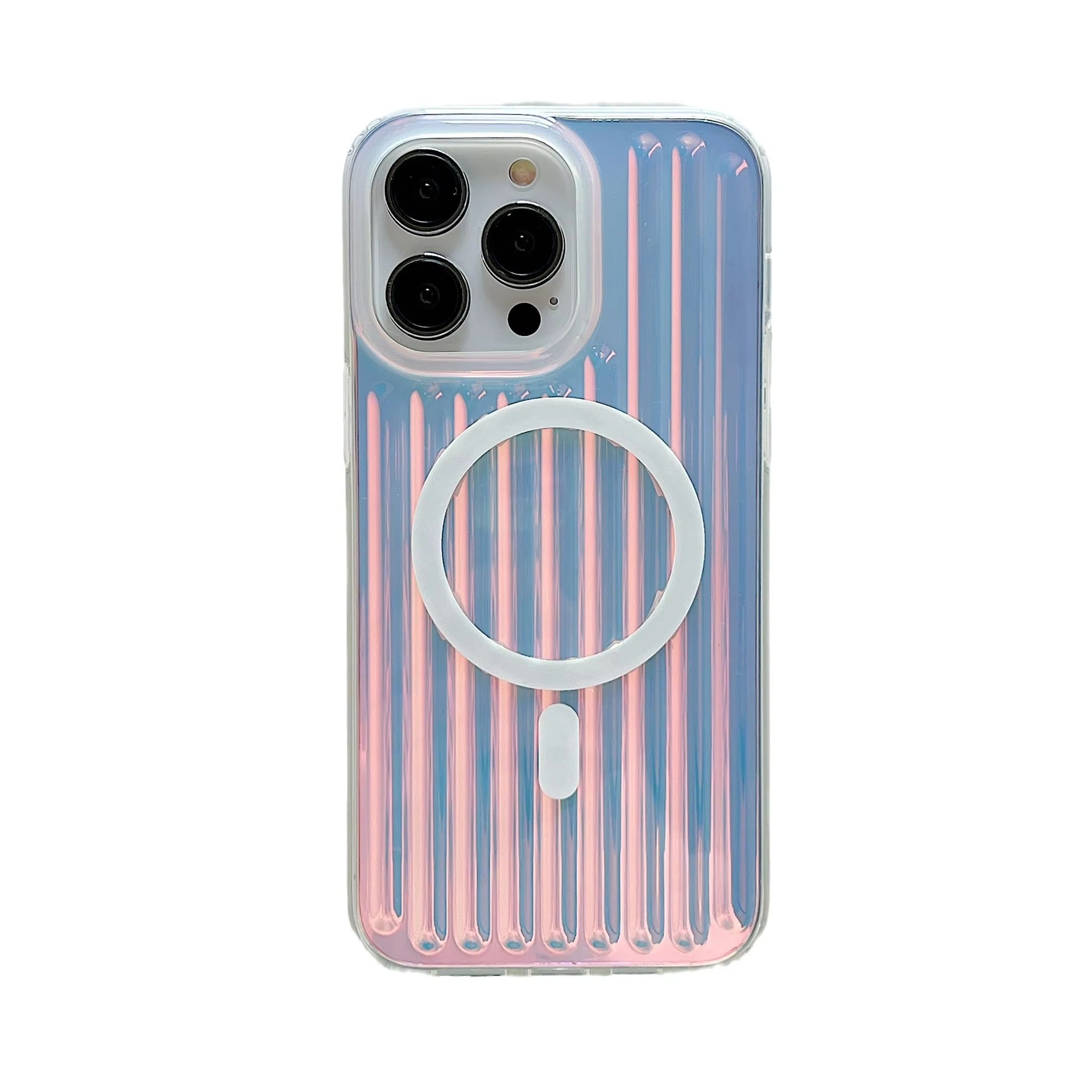 Premium Apple iPhone Case, MagSafe Compatible, Camera Lens & Screen Protection, Ultra Thin, Shockproof, Magnetic Full All Around Cover – Gradient Laser Luggage Style TPU + PC Case with Full Wrap Protection