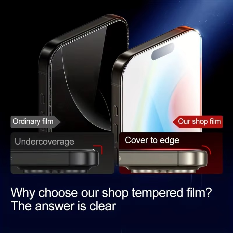 Premium Tempered Glass Screen Protector for Apple iPhone – HD Clear, Anti-Fingerprint, Scratch-Resistant, Bubble-Free, Shatterproof, Ultra-Thin, Case-Friendly Screen Guard – Protective Glass for iPhone Display