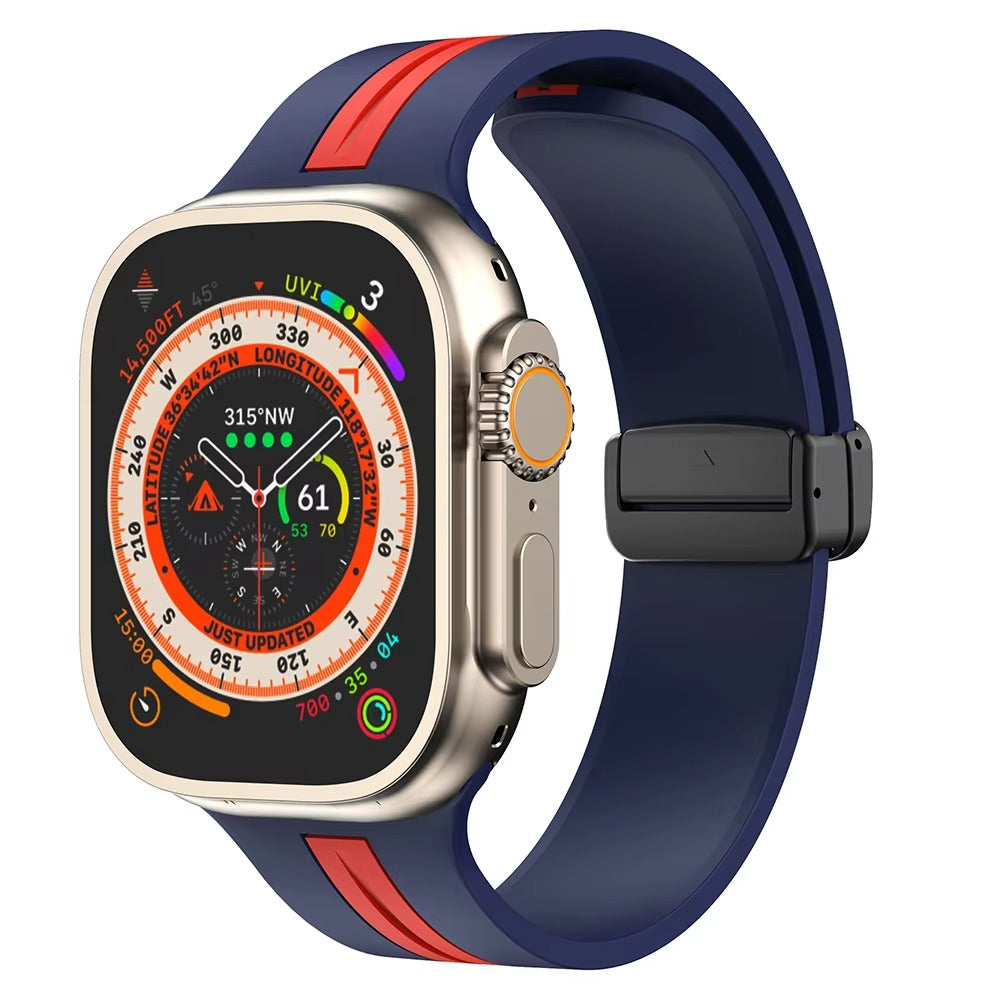 Magnetic Silicone Smartwatch Strap – Breathable Replacement Band with Snap Closure, Compatible with 38mm to 49mm Watches
