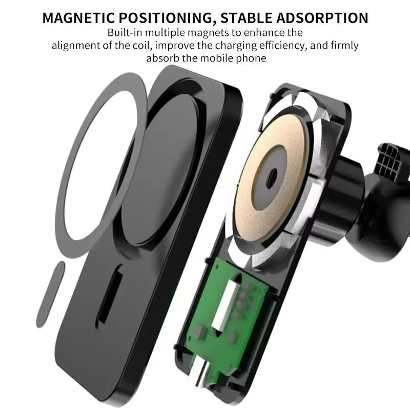 Premium 30W Magnetic Wireless Car Charger – Fast Charging Phone Mount for Air Vent, MagSafe Compatible, Auto-Align, 360° Adjustable Holder