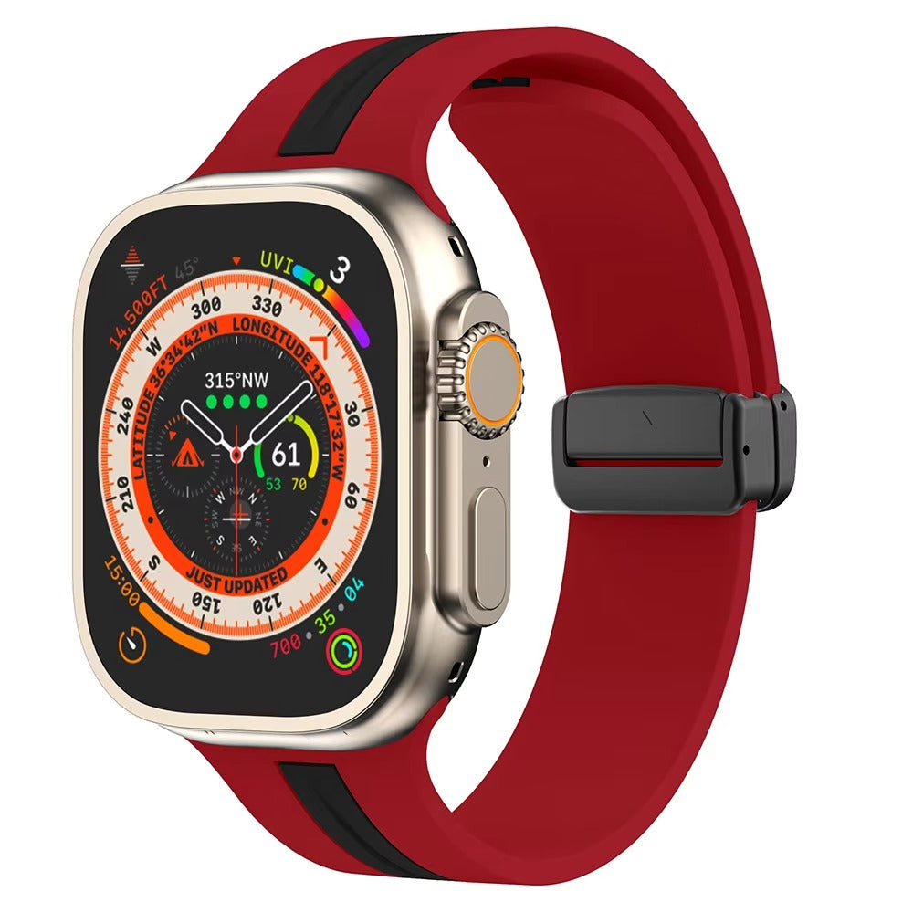 Magnetic Silicone Smartwatch Strap – Breathable Replacement Band with Snap Closure, Compatible with 38mm to 49mm Watches