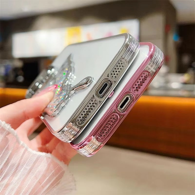 Luxury Apple iPhone Case, MagSafe Compatible, Camera Lens and Screen Protection, Ultra Thin, Shockproof, Magnetic, Full All Around Protection, Butterfly Stand Cover
