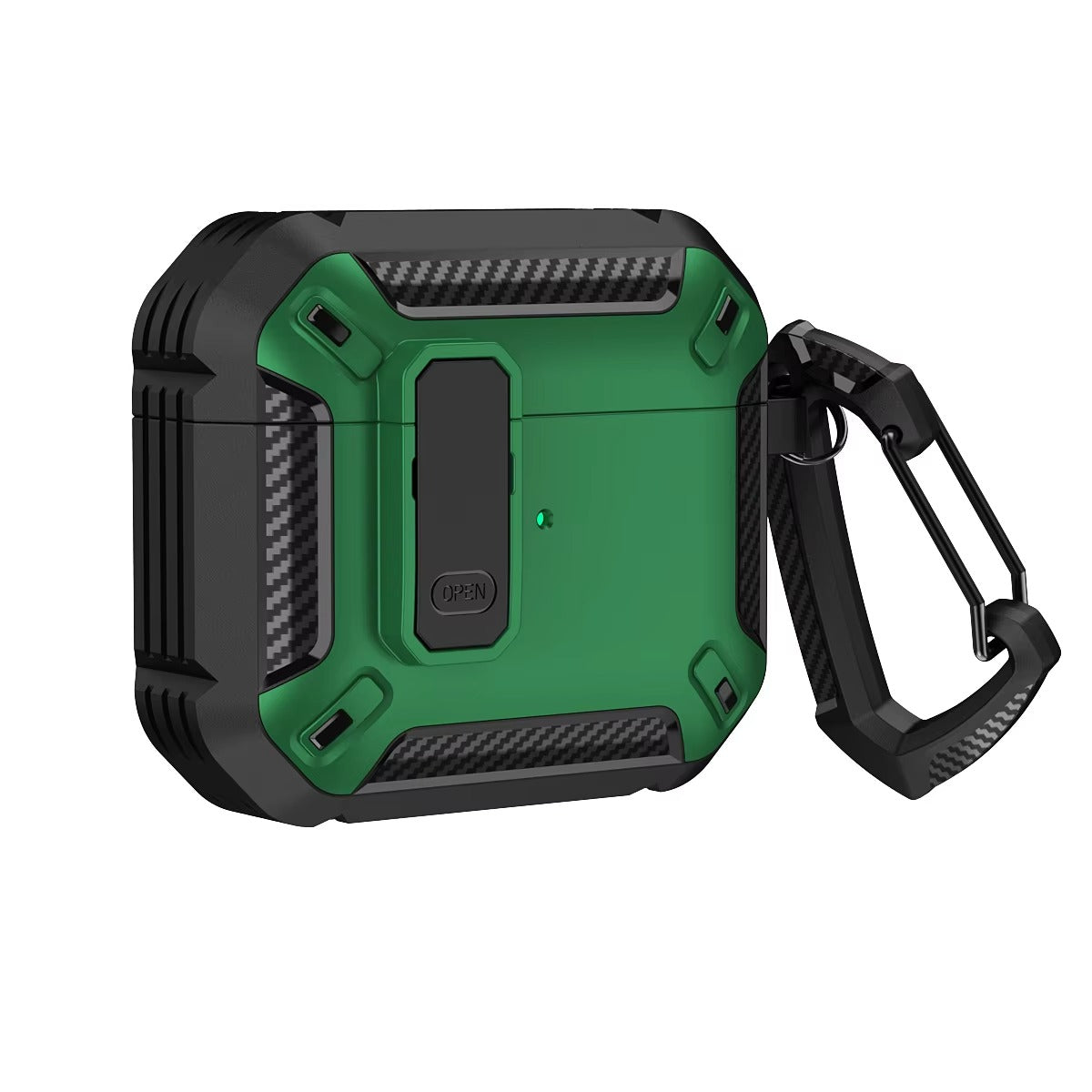 Premium Carbon Fiber AirPods Case Cover – Shockproof TPU Hard Shell with Secure Lock, Keychain, Wireless Charging Compatible for AirPods Pro 2, 3, 2, 1 & 4