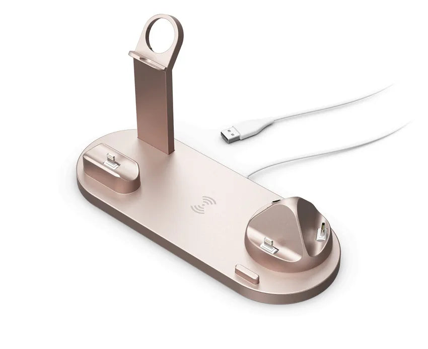Premium 7-in-1 Wireless Charging Station for Apple iPhone, iOS & Android – Fast 30W Qi Charger Dock with USB-C, AirPods & Apple Watch Support, Multiple Device Charging, Overcharge Protection, Smart Charging Indicator
