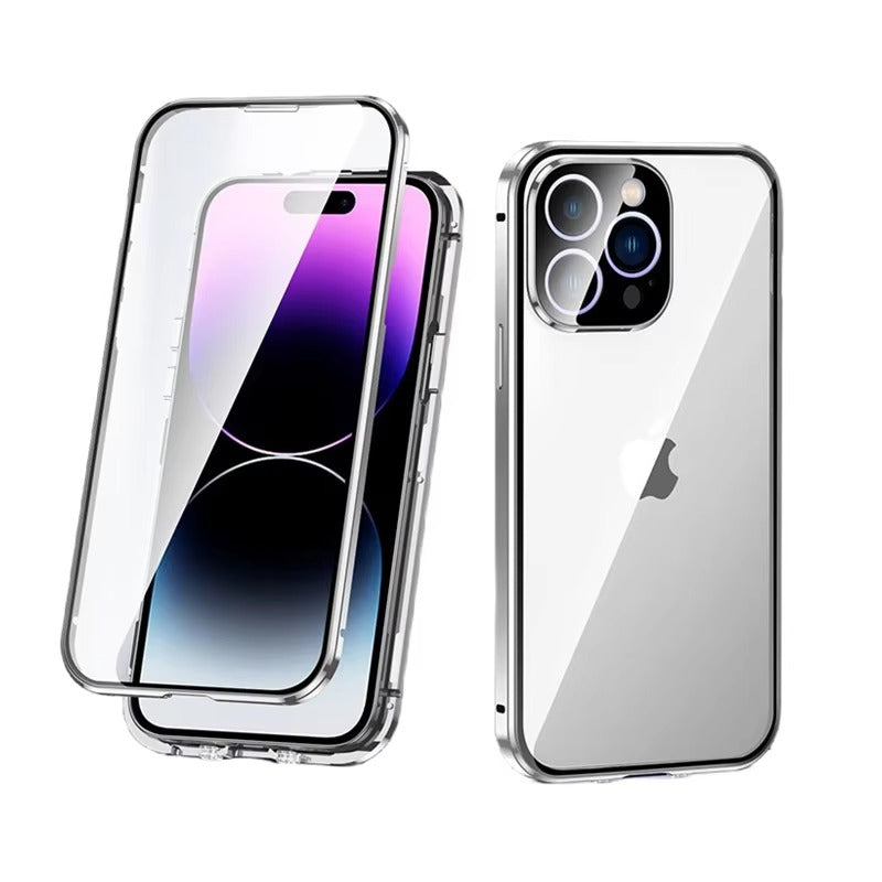 Premium Apple iPhone Case MagSafe Compatible, Camera Lens & Screen Protection, Cover with 360 Metal Glass Bumper