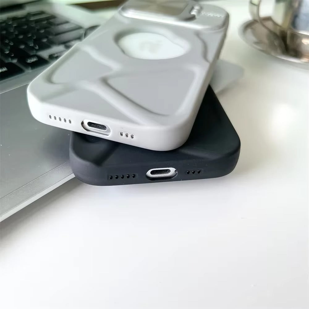 Luxury Apple iPhone Case  Ultra Thin Shockproof Magnetic Full All Around Protection Cover with Matte Bracket & Logo Window