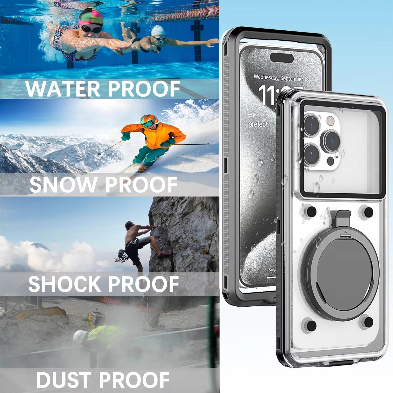 Premium Apple iPhone Case MagSafe Compatible, Camera Lens & Screen Protection, Ultra Thin Shockproof Magnetic Full All Around Protection Cover with IP68 Universal Waterproof Design