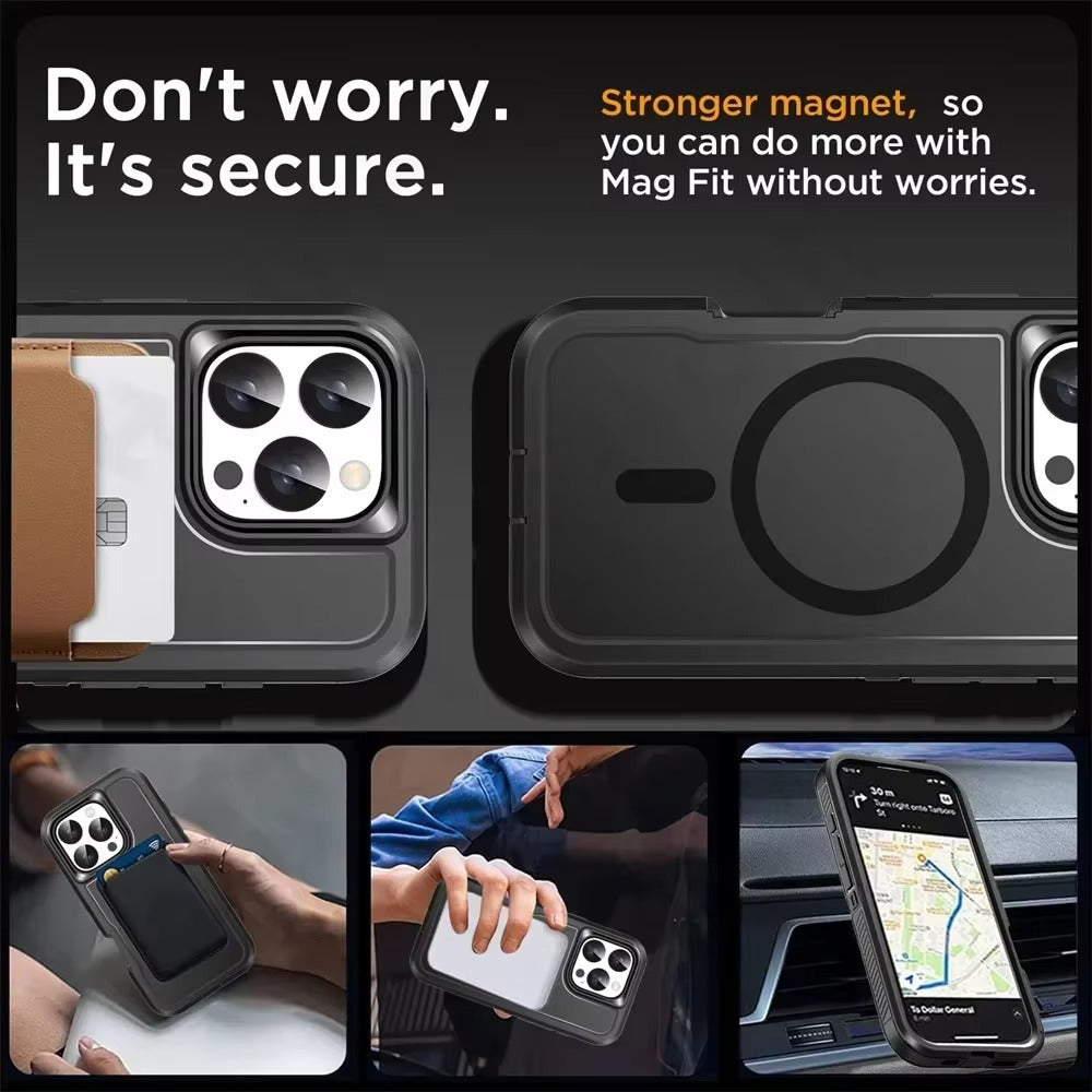 Luxury Apple iPhone Case MagSafe Compatible, Camera Lens & Screen Protection, Ultra Thin Shockproof Magnetic Full All Around Protection Cover with IP68 Metal Underwater Design