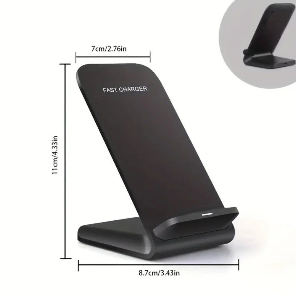 Premium 100W Wireless Charger Stand Fast Charging Station Pad for Apple iPhone, iOS, Android Smartphones – Type-C, Qi Dock, Dual Coil, Safety Features
