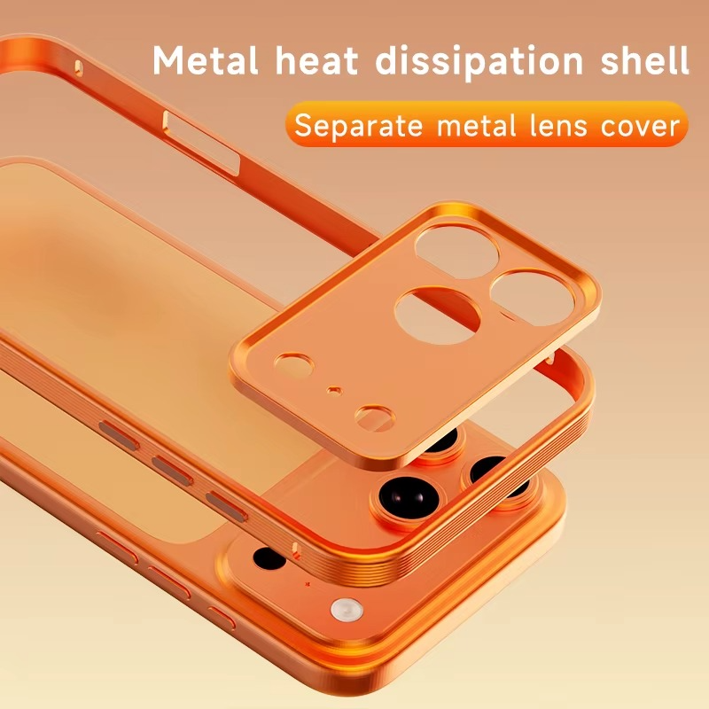 Premium Metal Frame iPhone Case – MagSafe Compatible Protective Cover with Heat Dissipation Design, Anti-Slip Grip and Raised Camera Lens Protector