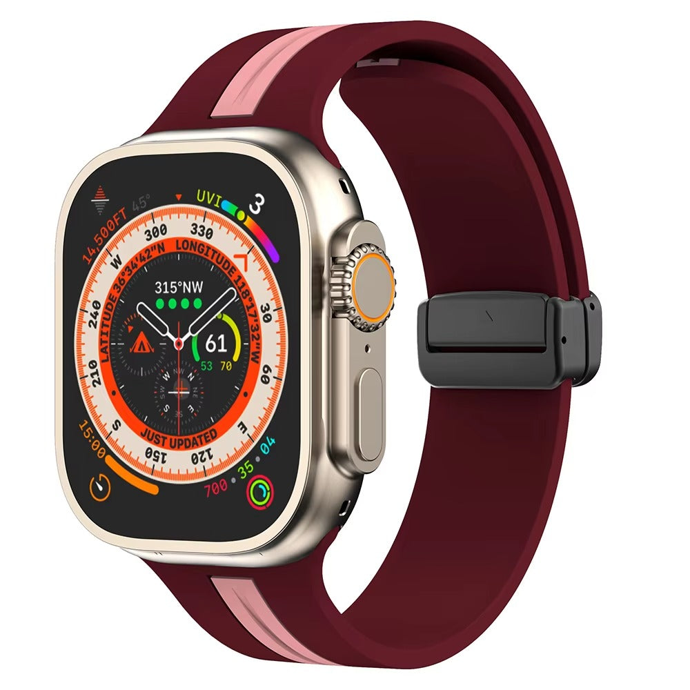 Magnetic Silicone Smartwatch Strap – Breathable Replacement Band with Snap Closure, Compatible with 38mm to 49mm Watches