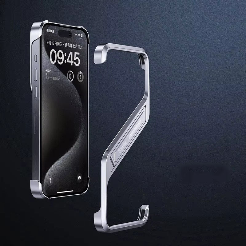 Premium Apple iPhone Case, MagSafe Compatible, Camera Lens & Screen Protection, Ultra Thin, Shockproof, Magnetic Full All Around Cover – Rimless Aluminum S-Type Case with Invisible Stand & Heat Dissipation Shell