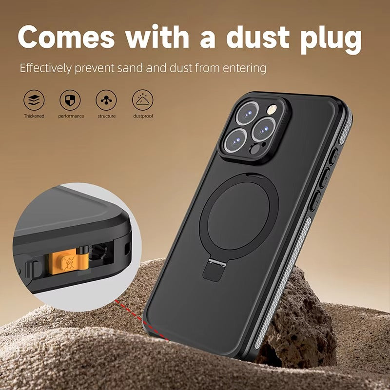 Robust Apple iPhone Case MagSafe Compatible, Camera Lens & Screen Protection,  Cover with IP68 Waterproof Stand Design