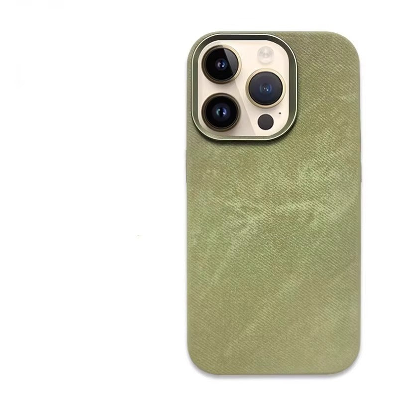 Premium-Hülle für Apple iPhone, MagSafe-kompatibel, Kameraobjektiv- und Bildschirmschutz, ultradünne, stoßfeste, magnetische Rundum-Schutzhülle mit Rückseite aus Faserleder
