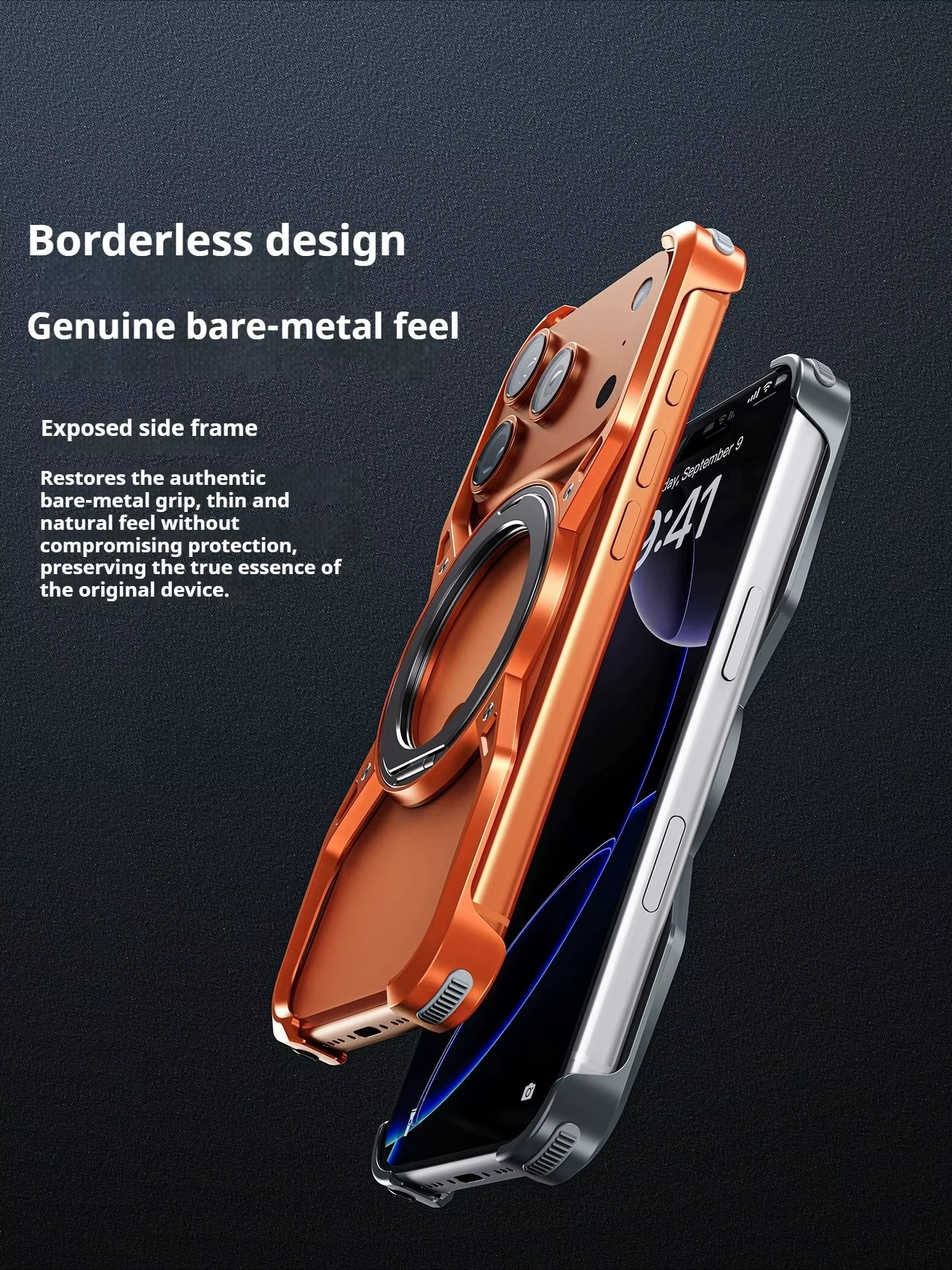 Premium Aluminum Alloy Bumper iPhone Case – MagSafe Compatible Magnetic Cover with 360° Rotating Ring Stand, Shockproof Frame and Camera Protection