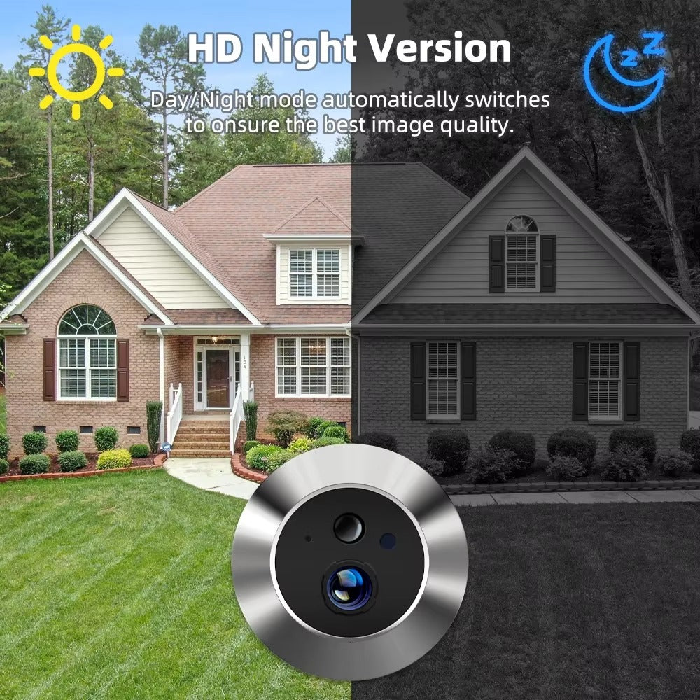 High Quality Smart Door Viewer for iPhone, 3MP WiFi Peephole Camera, Battery-Powered PIR Motion Sensor with 140° Wide Angle 