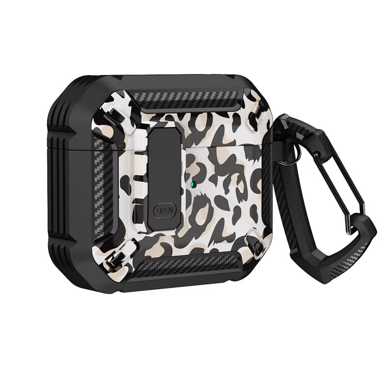 Premium Carbon Fiber AirPods Case Cover – Shockproof TPU Hard Shell with Secure Lock, Keychain, Wireless Charging Compatible for AirPods Pro 2, 3, 2, 1 & 4