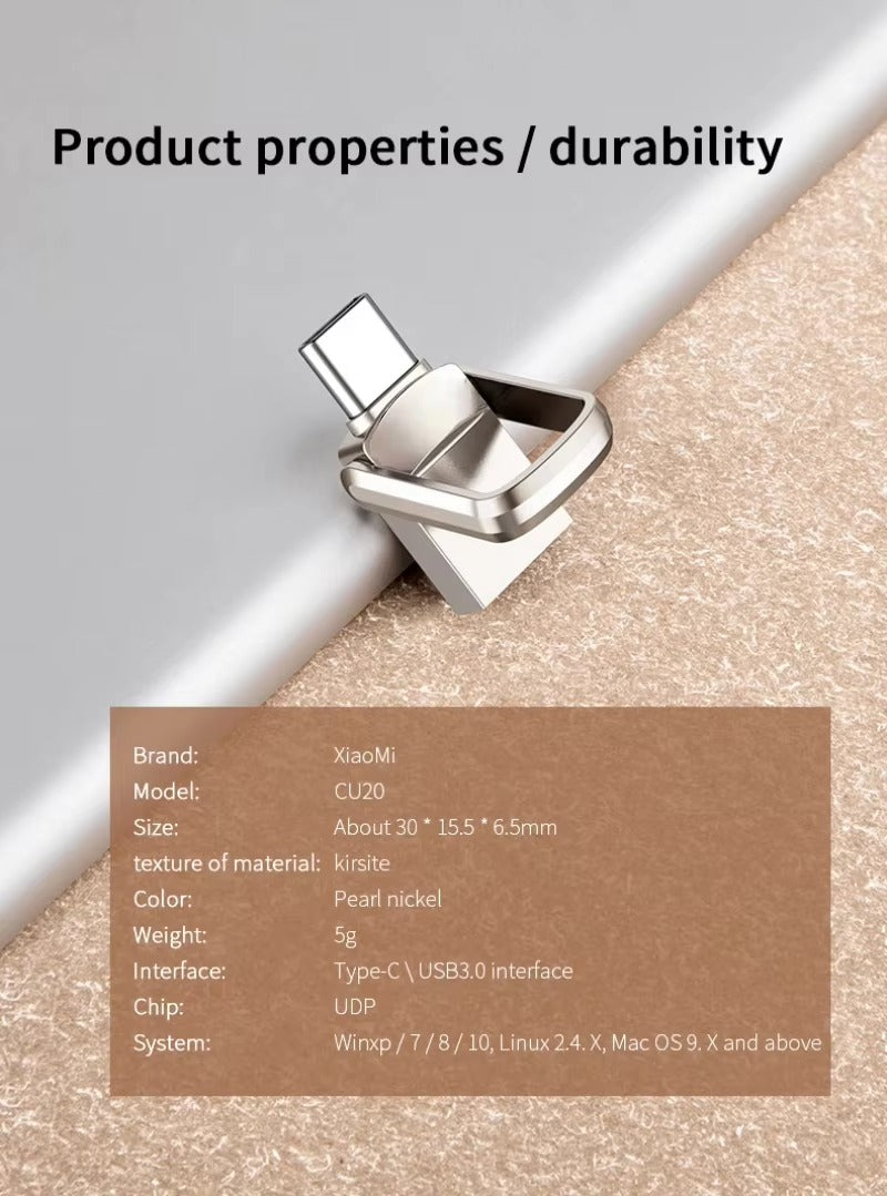 High-Speed USB 3.1 Type-C Flash Drive – Portable U Disk for Phone, Tablet, Computer, 128GB, 256GB, 512GB, 1TB, 2TB Storage, File Transfer, Backup Drive
