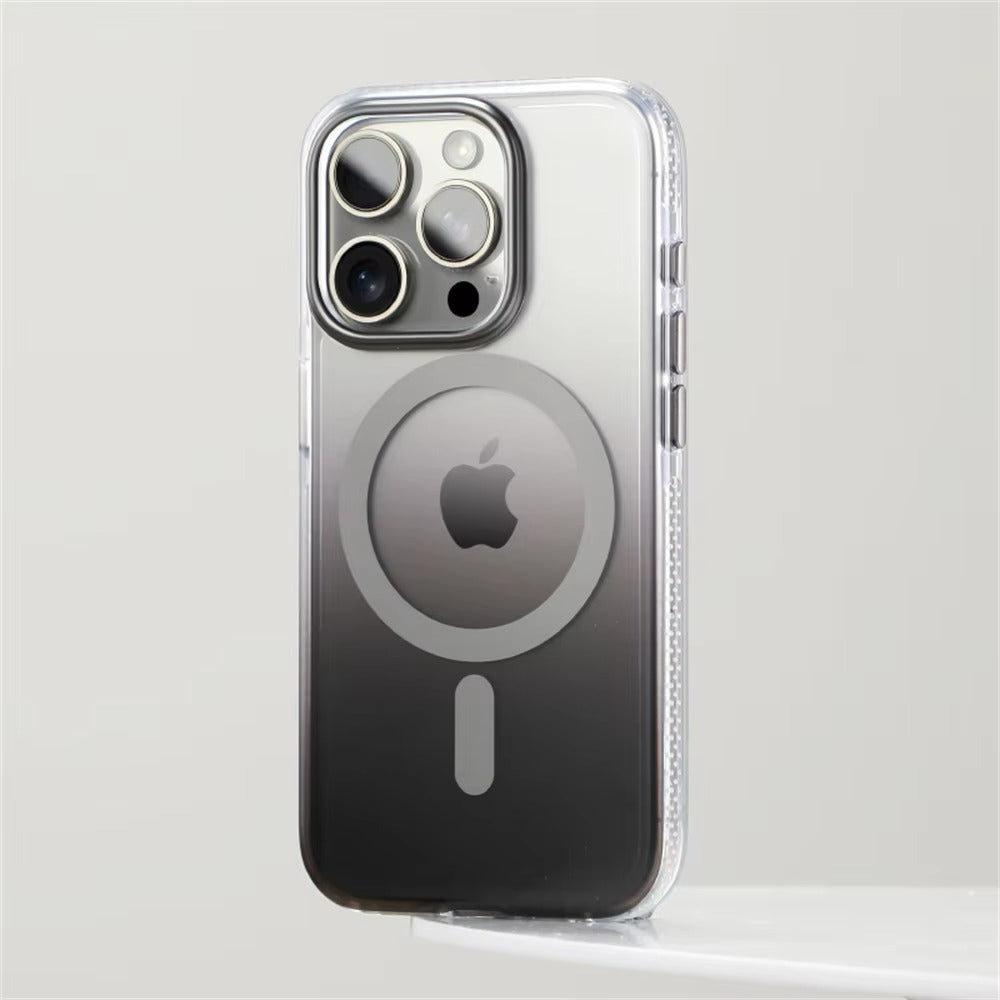 Premium-Hülle für Apple iPhone, MagSafe-kompatibel, Kameraobjektiv- und Bildschirmschutz, ultradünne, stoßfeste, magnetische Rundum-Schutzhülle mit Schiebeobjektiv und transparenter Acrylrückseite