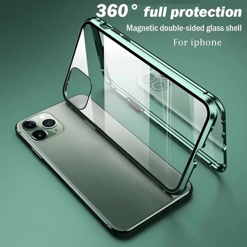 Premium Apple iPhone Case MagSafe Compatible, Camera Lens & Screen  Protection Cover with Double Glass Snap Lock