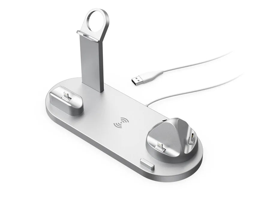 Premium 7-in-1 Wireless Charging Station for Apple iPhone, iOS & Android – Fast 30W Qi Charger Dock with USB-C, AirPods & Apple Watch Support, Multiple Device Charging, Overcharge Protection, Smart Charging Indicator