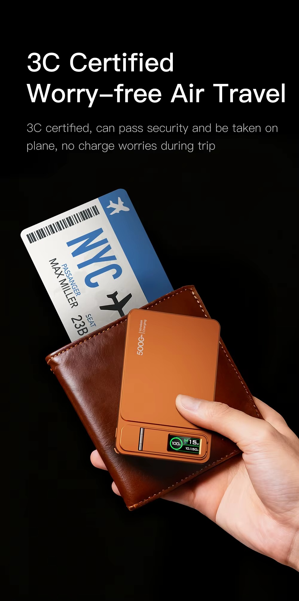 Premium Magnetic Wireless Power Bank 10000mAh – 20W Fast Charging Portable Battery with MagSafe Compatible Magnetic Charging, Digital Display and Phone Stand