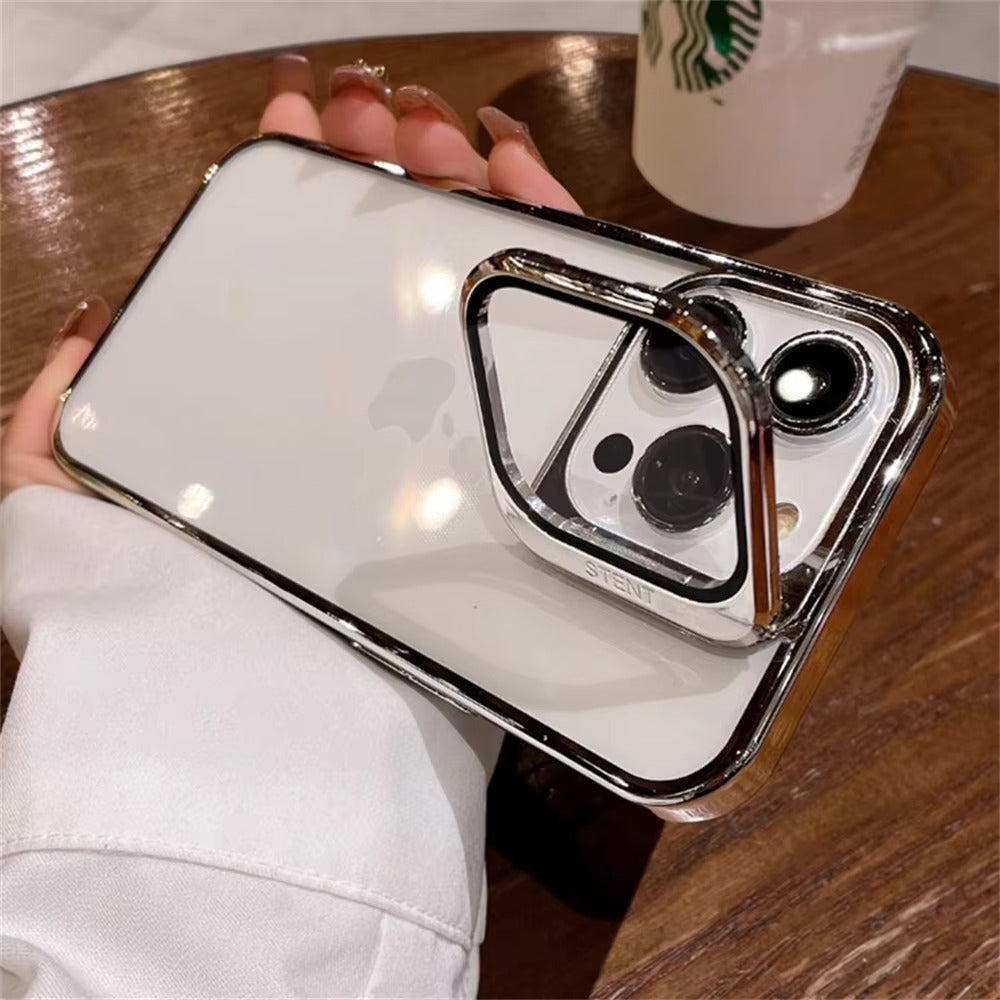 Luxury Apple iPhone Case, Ultra Thin Shockproof Magnetic Full All Around Protection Cover with Plating Stand & Hard Shell