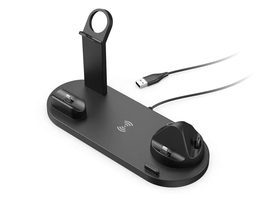 Premium 7-in-1 Wireless Charging Station for Apple iPhone, iOS & Android – Fast 30W Qi Charger Dock with USB-C, AirPods & Apple Watch Support, Multiple Device Charging, Overcharge Protection, Smart Charging Indicator