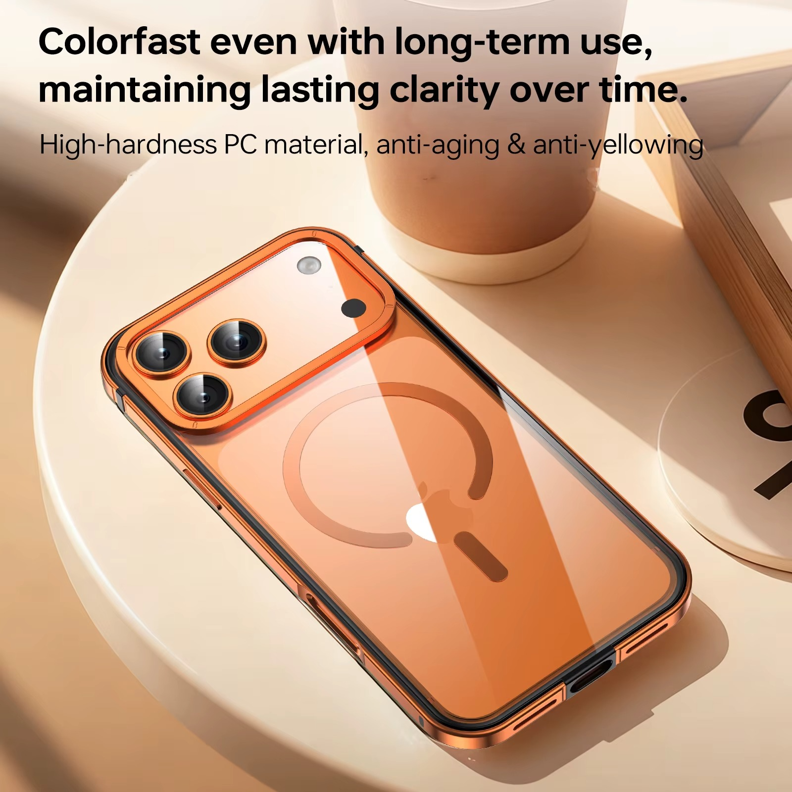 Premium Aluminum Alloy iPhone Case – MagSafe Compatible Magnetic Cover with Shockproof Frame, Transparent Back and Raised Camera Lens Protection