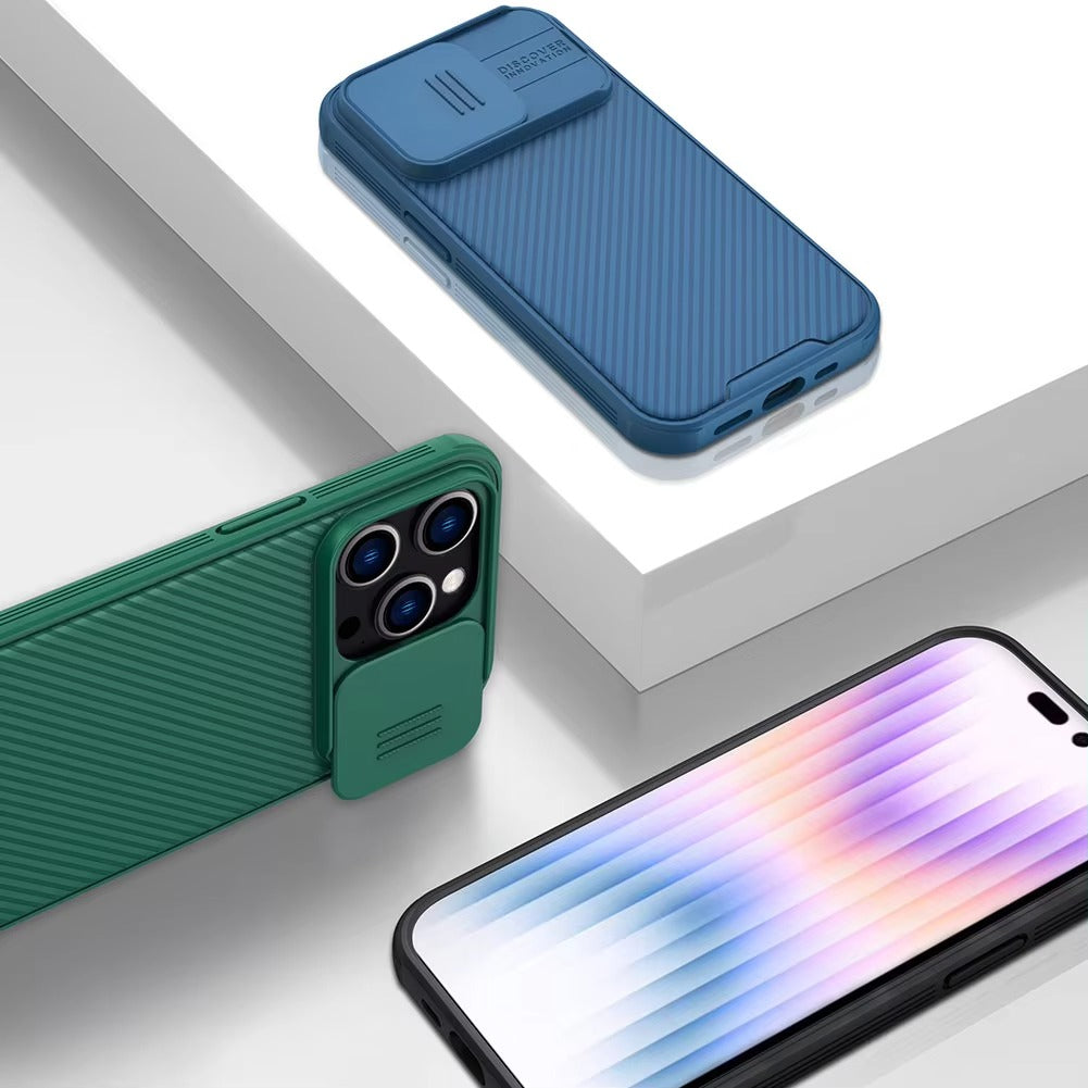 High Quality iPhone Case, MagSafe Compatible, Ultra Thin Magnetic Cover with Screen Guard Slide Camera Lens Protector Panel